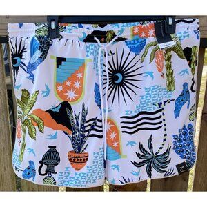 No Boundaries Mens XL 7" Inseam Recycled Polyester Tropical Print Swim Shorts